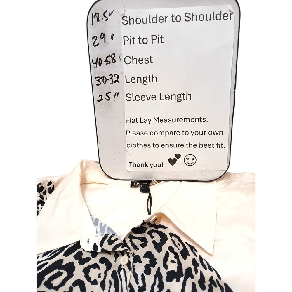 DG2 SILK Cheetah Animal Print Blouse Shirt Sz 3XL Creme Ivory Long Sleeve Luxury - Picture 10 of 12